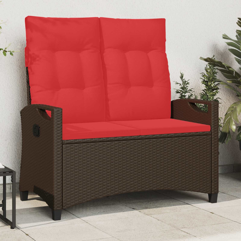 Produktbild för Trädgårdsbänk Brun och Röd 105 x 60 x 112 cm Stål och Polyester