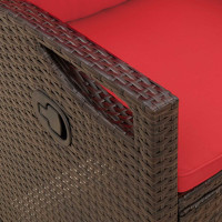 Produktbild för Trädgårdsbänk Brun och Röd 105 x 60 x 112 cm Stål och Polyester
