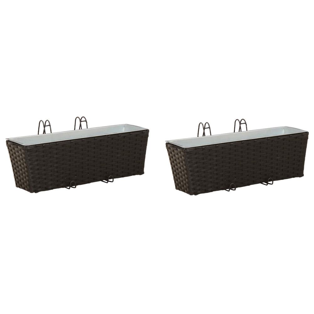 Produktbild för Räcke 2 pcs Svart 50 x 17 x 17 cm Metall