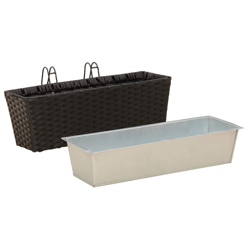 Produktbild för Räcke 2 pcs Svart 50 x 17 x 17 cm Metall