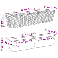 Produktbild för Räcke 2 pcs 80 x 17 x 17 cm Metall