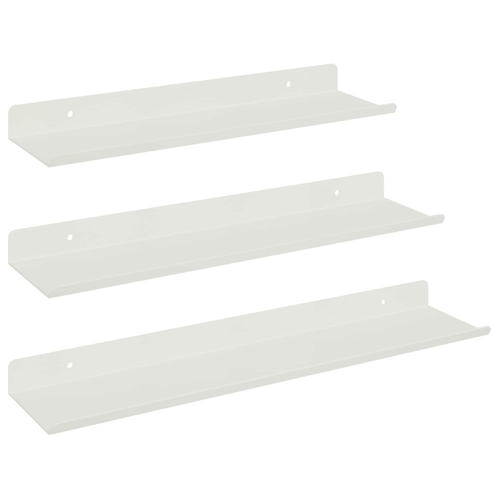 Produktbild för Flytande hylla Väggmonterad 3 pcs Vit 40 x 9 x 2,5 cm Stål