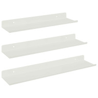 Produktbild för Flytande hylla Väggmonterad 3 pcs Vit 40 x 9 x 2,5 cm Stål
