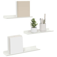 Produktbild för Flytande hylla Väggmonterad 3 pcs Vit 40 x 9 x 2,5 cm Stål
