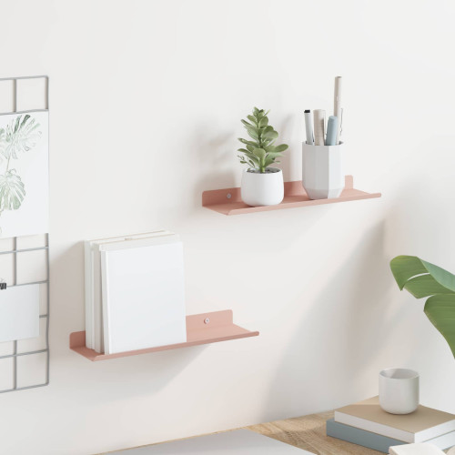 vidaXL Flytande hylla Väggmonterad 2 pcs Rosa 30 x 9 x 2,5 cm Stål