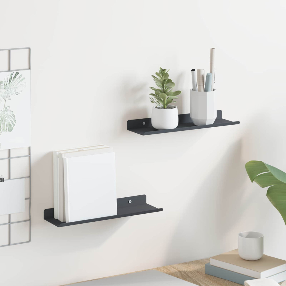 Produktbild för Flytande hylla Väggmonterad 2 pcs Antracit 30 x 9 x 2,5 cm Stål