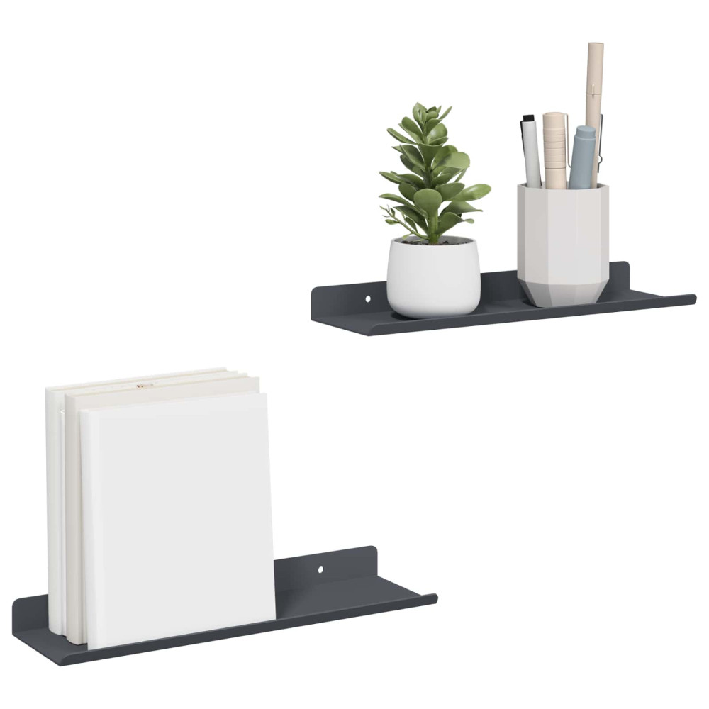Produktbild för Flytande hylla Väggmonterad 2 pcs Antracit 30 x 9 x 2,5 cm Stål
