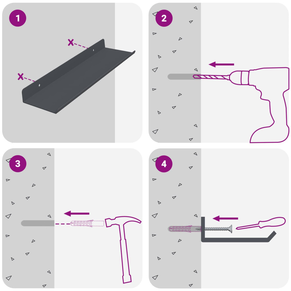 Produktbild för Flytande hylla Väggmonterad 2 pcs Antracit 30 x 9 x 2,5 cm Stål