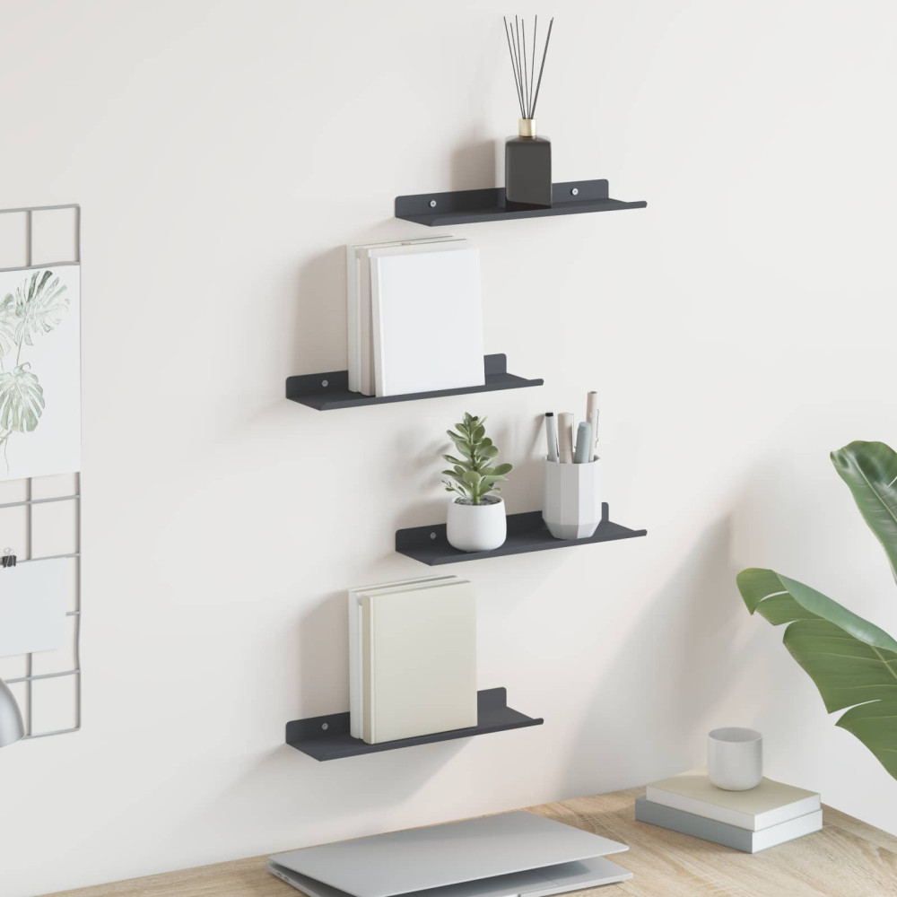 Produktbild för Flytande hylla Väggmonterad 4 pcs Antracit 30 x 9 x 2,5 cm Stål