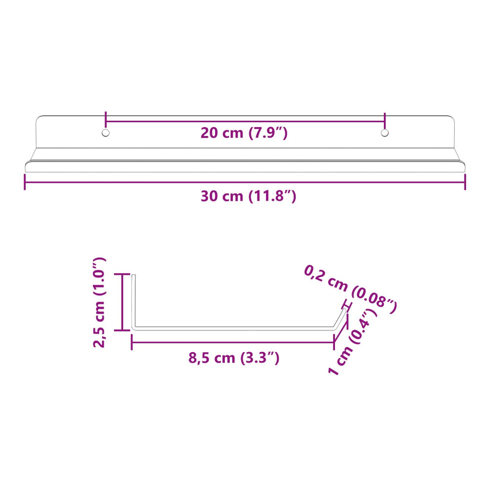 Produktbild för Flytande hylla Väggmonterad 4 pcs Antracit 30 x 9 x 2,5 cm Stål