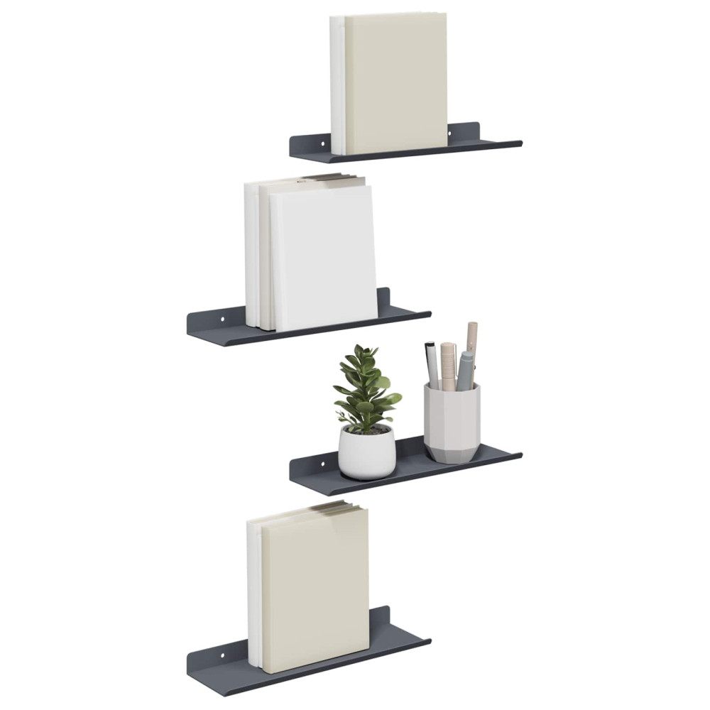 Produktbild för Flytande hylla Väggmonterad 4 pcs Antracit 30 x 9 x 2,5 cm Stål