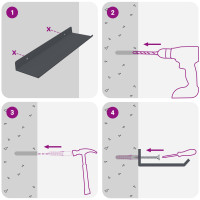 Produktbild för Flytande hylla Väggmonterad 4 pcs Antracit 30 x 9 x 2,5 cm Stål