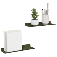Produktbild för Flytande hylla Väggmonterad 2 pcs Olivgrön 30 x 9 x 2,5 cm Stål