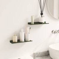 Produktbild för Flytande hylla Väggmonterad 2 pcs Olivgrön 30 x 9 x 2,5 cm Stål