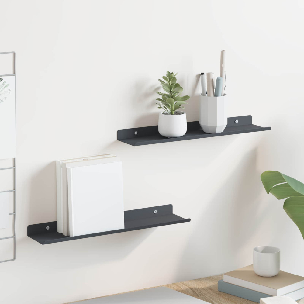 Produktbild för Flytande hylla 2 pcs Antracit 40 x 8,5 x 2,5 cm Stål