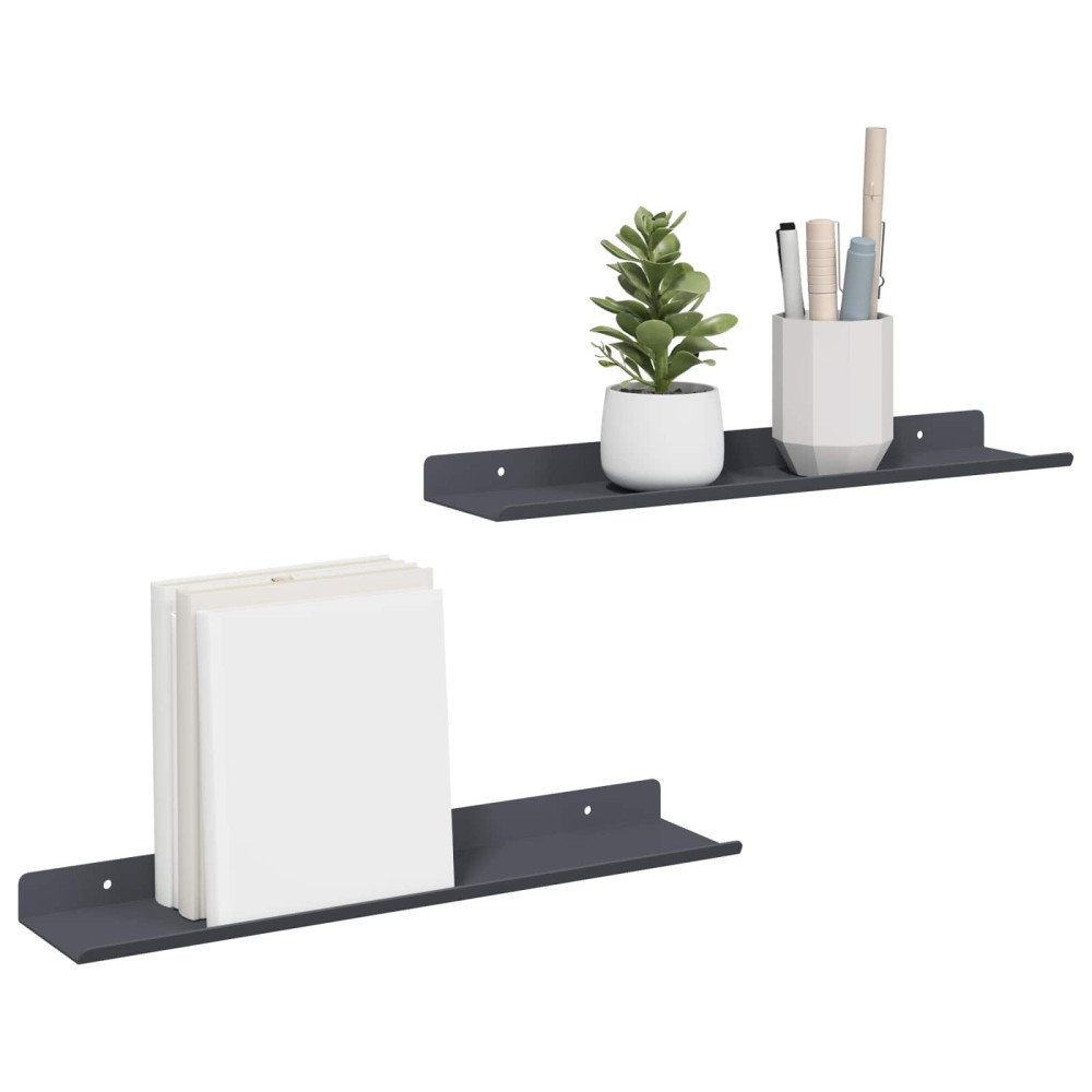 Produktbild för Flytande hylla 2 pcs Antracit 40 x 8,5 x 2,5 cm Stål