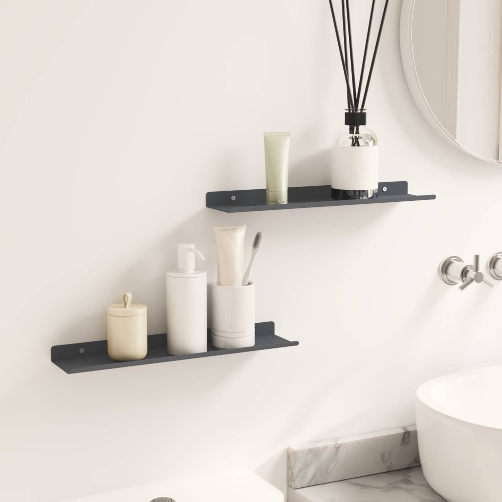 Produktbild för Flytande hylla 2 pcs Antracit 40 x 8,5 x 2,5 cm Stål