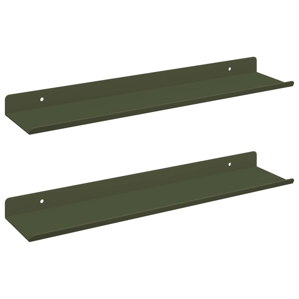Produktbild för Flytande hylla 2 pcs Olivgrön 40 x 8,5 x 2,5 cm Stål