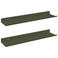 Produktbild för Flytande hylla 2 pcs Olivgrön 40 x 8,5 x 2,5 cm Stål