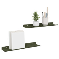 Produktbild för Flytande hylla 2 pcs Olivgrön 40 x 8,5 x 2,5 cm Stål