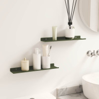 Produktbild för Flytande hylla 2 pcs Olivgrön 40 x 8,5 x 2,5 cm Stål