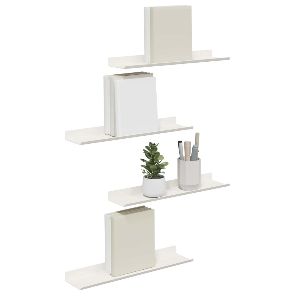 Produktbild för Flytande hylla Väggmonterad 4 pcs Vit 40 x 8,5 x 2,5 cm Stål