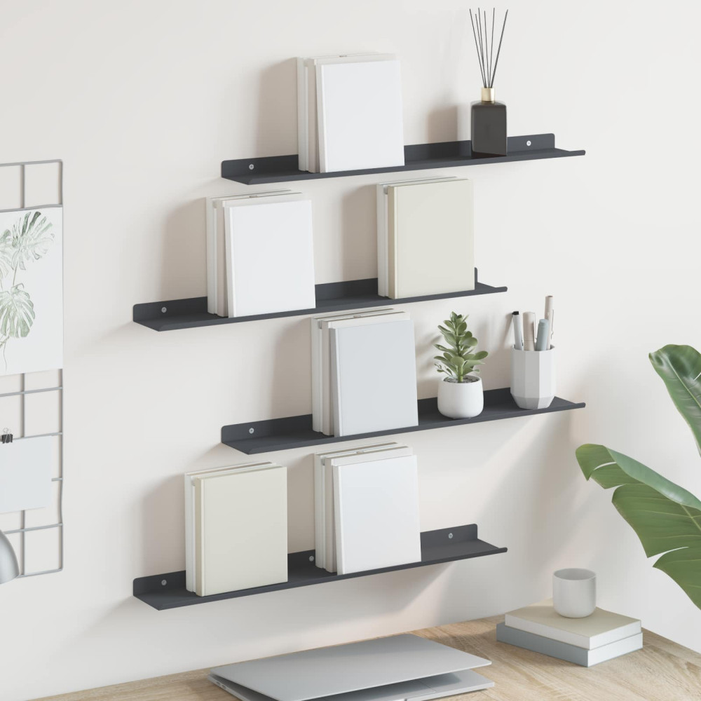 Produktbild för Flytande hylla 4 pcs Antracit 60 x 8,5 x 2,5 cm Stål
