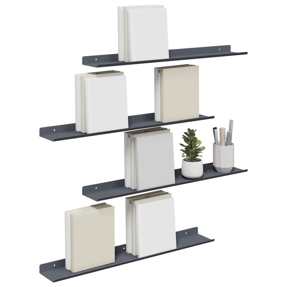 Produktbild för Flytande hylla 4 pcs Antracit 60 x 8,5 x 2,5 cm Stål