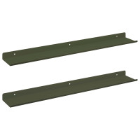 Produktbild för Flytande hylla 2 pcs Olivgrön 60 x 8,5 x 2,5 cm Stål