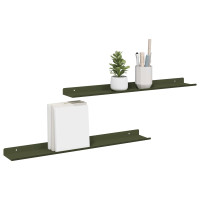 Produktbild för Flytande hylla 2 pcs Olivgrön 60 x 8,5 x 2,5 cm Stål