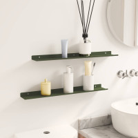 Produktbild för Flytande hylla 2 pcs Olivgrön 60 x 8,5 x 2,5 cm Stål