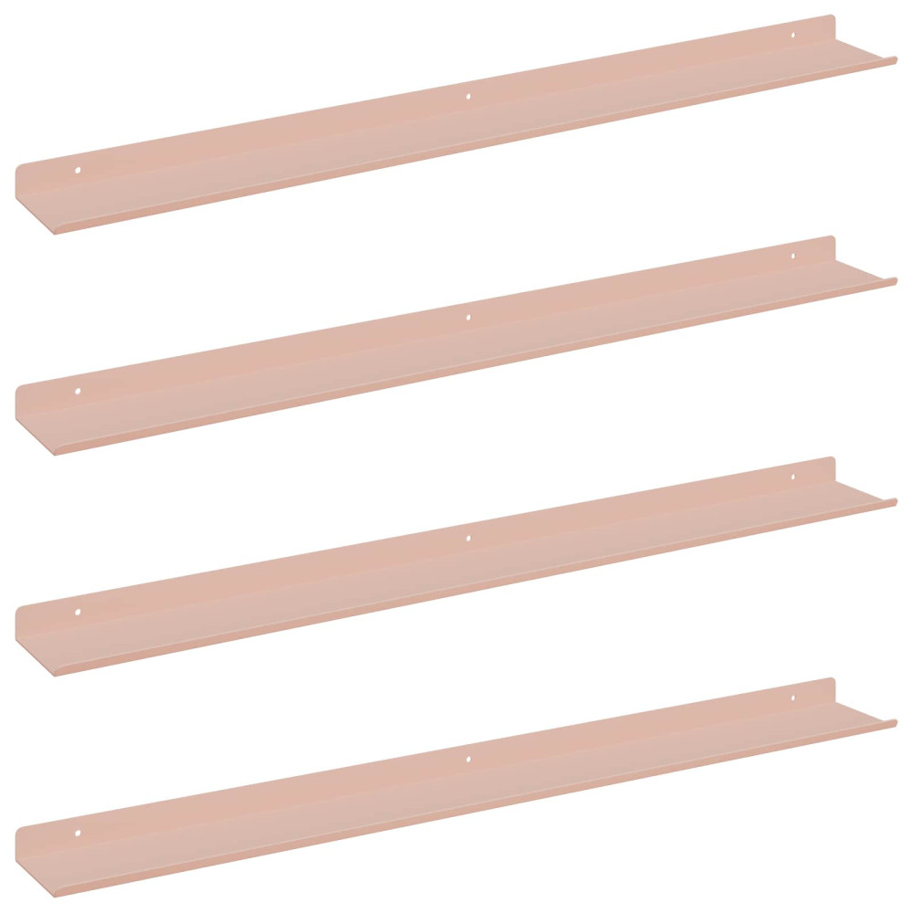 Produktbild för Flytande hylla Väggmonterad 4 pcs Rosa 80 x 9 x 2,5 cm Stål