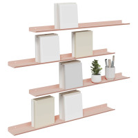Produktbild för Flytande hylla Väggmonterad 4 pcs Rosa 80 x 9 x 2,5 cm Stål