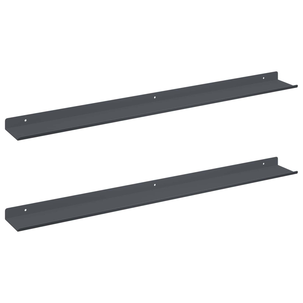 Produktbild för Flytande hylla Väggmonterad 2 pcs Antracit 80 x 9 x 2,5 cm Stål