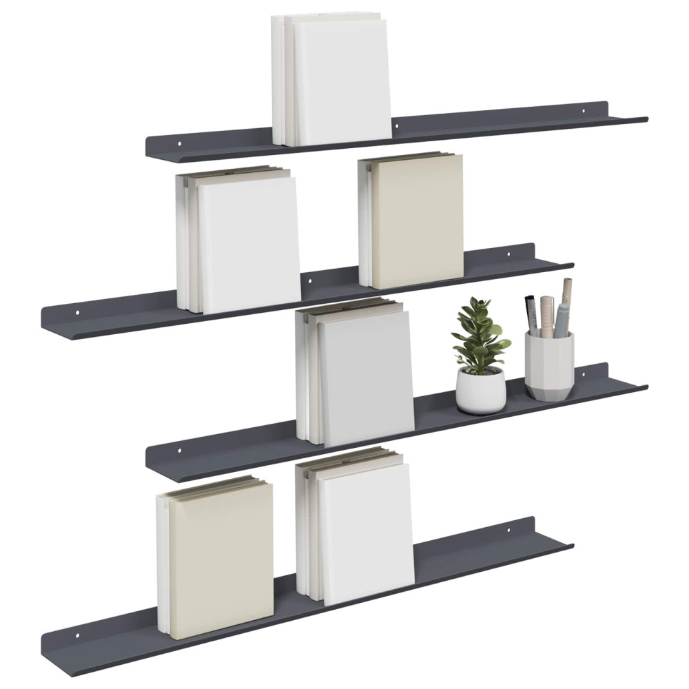 Produktbild för Flytande hylla Väggmonterad 4 pcs Antracit 80 x 9 x 2,5 cm Stål