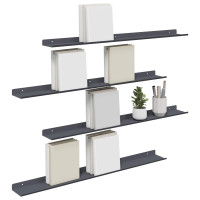 Produktbild för Flytande hylla Väggmonterad 4 pcs Antracit 80 x 9 x 2,5 cm Stål