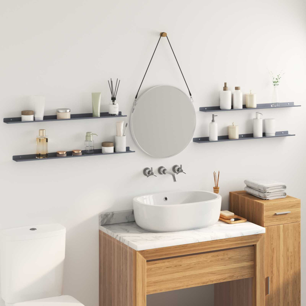 Produktbild för Flytande hylla Väggmonterad 4 pcs Antracit 80 x 9 x 2,5 cm Stål