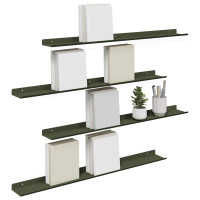 Produktbild för Flytande hylla Väggmonterad 4 pcs Olivgrön 80 x 9 x 2,5 cm Stål