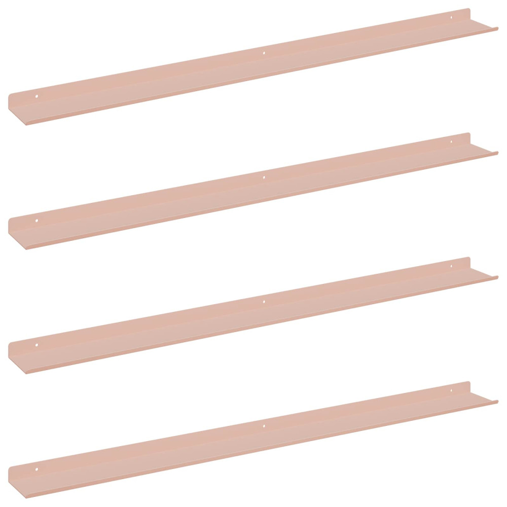 Produktbild för Flytande hylla Väggmonterad 4 pcs Rosa 100 x 9 x 2,5 cm Stål