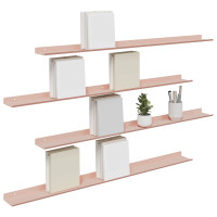 Produktbild för Flytande hylla Väggmonterad 4 pcs Rosa 100 x 9 x 2,5 cm Stål