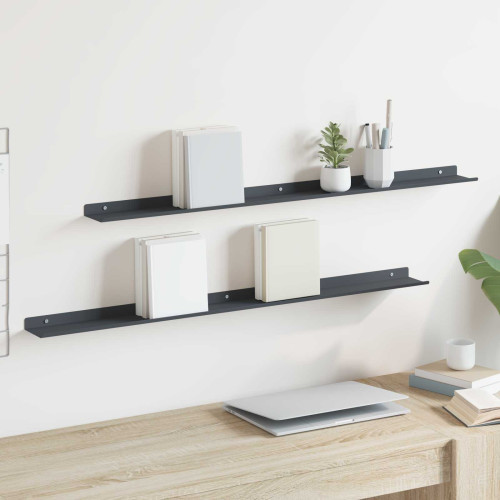 vidaXL Flytande hylla 2 pcs Antracit 100 x 9 x 2,5 cm Stål