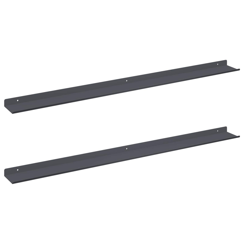 Produktbild för Flytande hylla 2 pcs Antracit 100 x 9 x 2,5 cm Stål