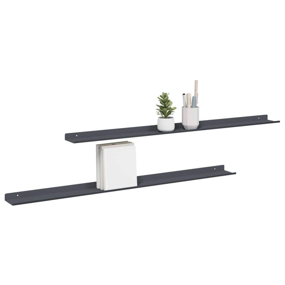 Produktbild för Flytande hylla 2 pcs Antracit 100 x 9 x 2,5 cm Stål