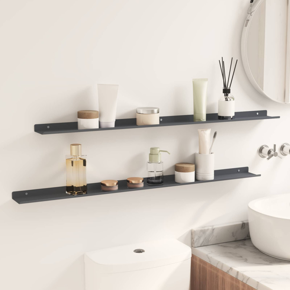 Produktbild för Flytande hylla 2 pcs Antracit 100 x 9 x 2,5 cm Stål