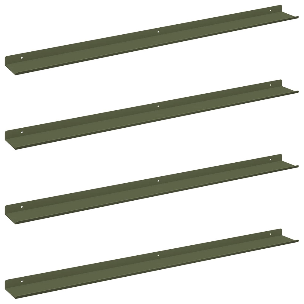 Produktbild för Flytande hylla 4 pcs Olivgrön 100 x 9 x 2,5 cm Stål