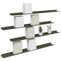 Produktbild för Flytande hylla 4 pcs Olivgrön 100 x 9 x 2,5 cm Stål