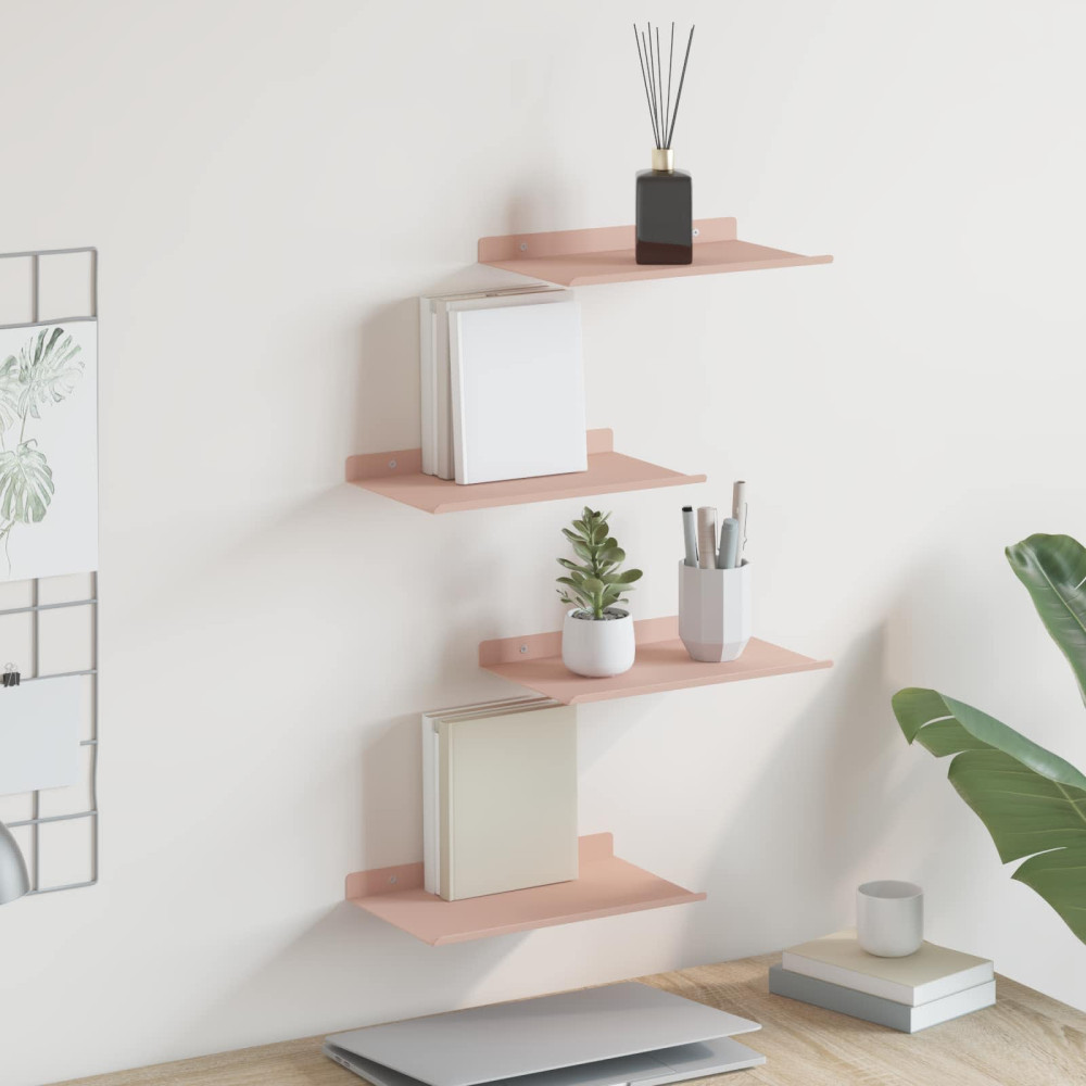 Produktbild för Flytande hylla Väggmonterad 4 pcs Rosa 30 x 18 x 2,5 cm Stål