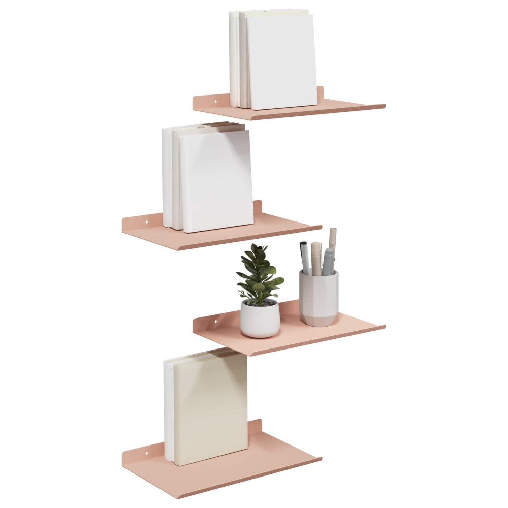 Produktbild för Flytande hylla Väggmonterad 4 pcs Rosa 30 x 18 x 2,5 cm Stål