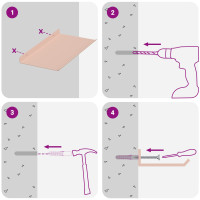 Produktbild för Flytande hylla Väggmonterad 4 pcs Rosa 30 x 18 x 2,5 cm Stål