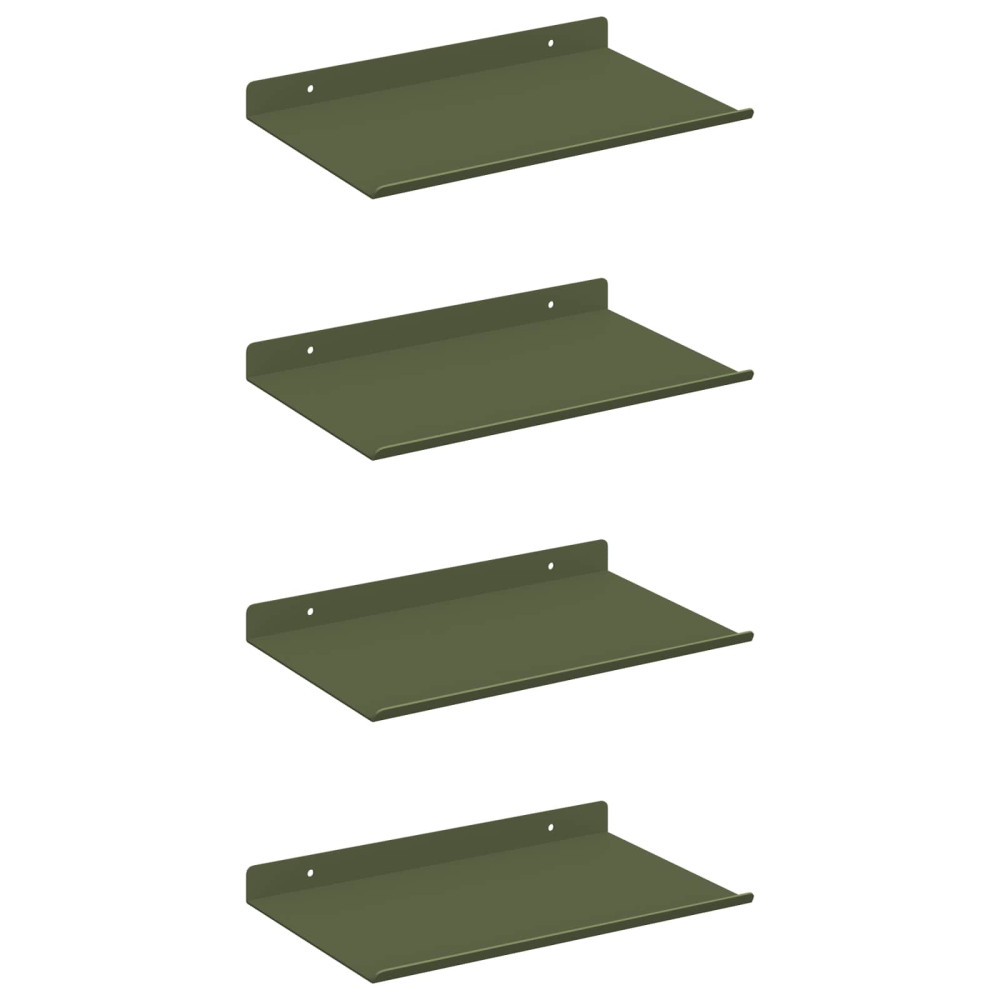 Produktbild för Flytande hylla 4 pcs Olivgrön 30 x 18 x 2,5 cm Stål